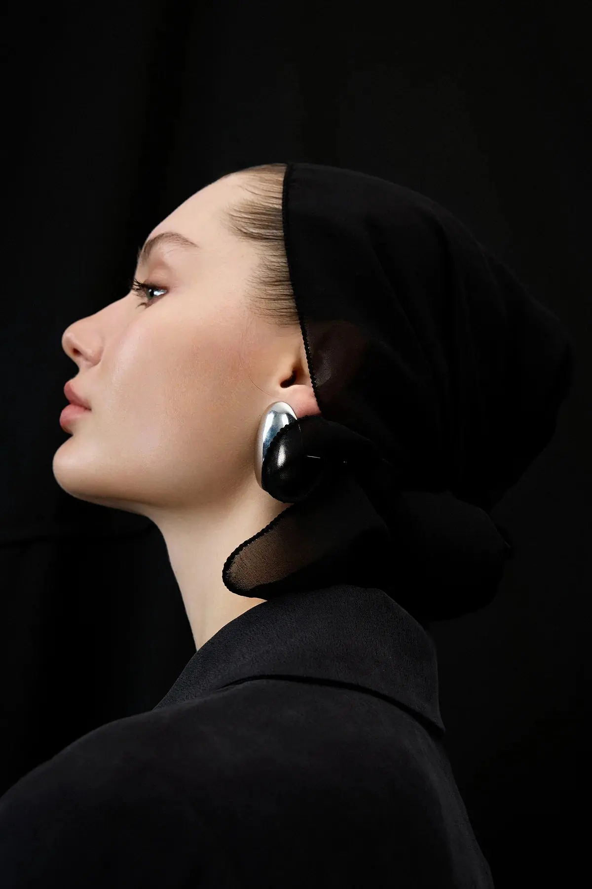Shirt-Collar Zip-Front Abaya – Black, photo 3