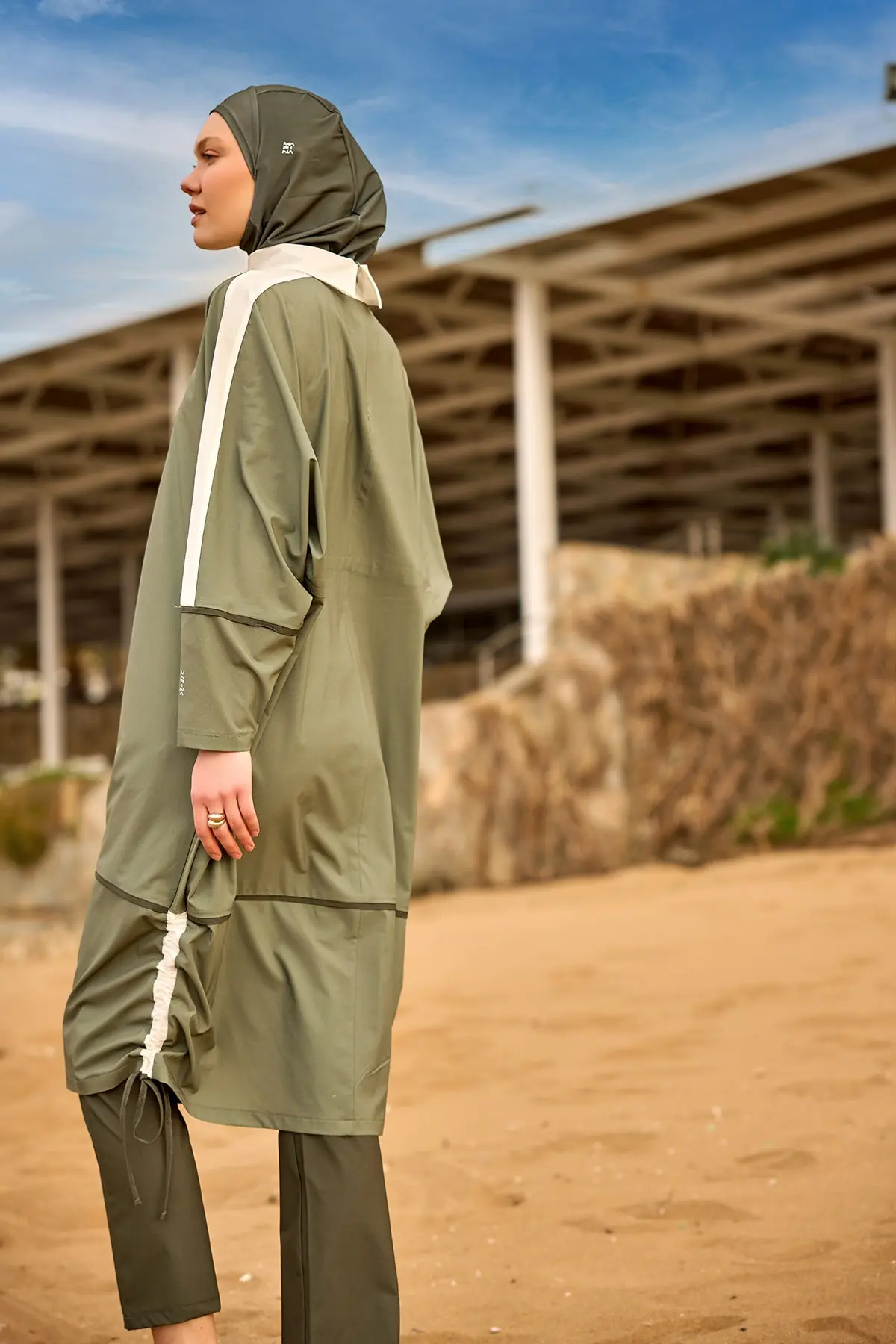 Modest Full Coverage Swimsuit – Khaki, photo 2