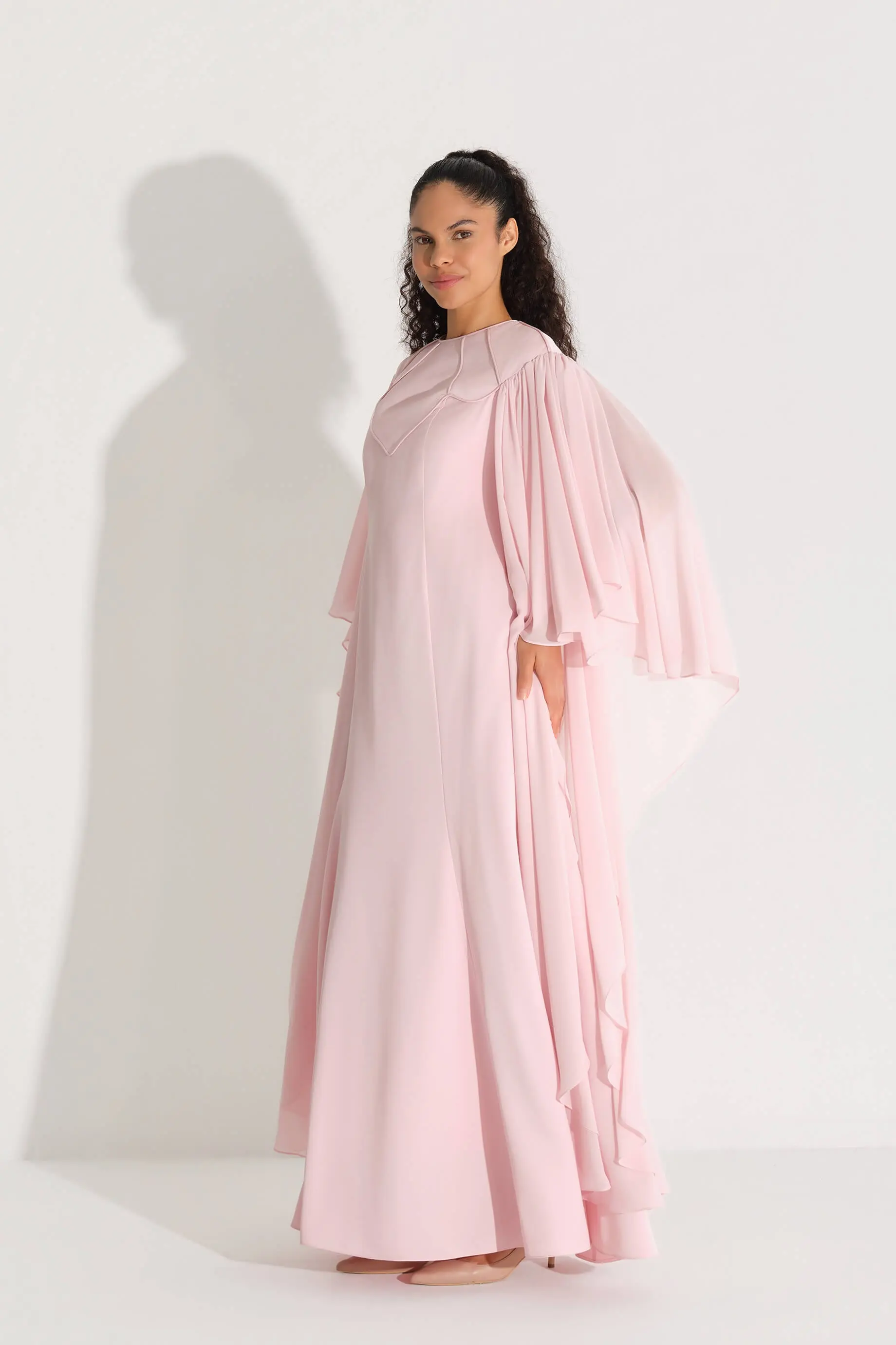 Piped Detail Chiffon Dress – Pink, photo 2