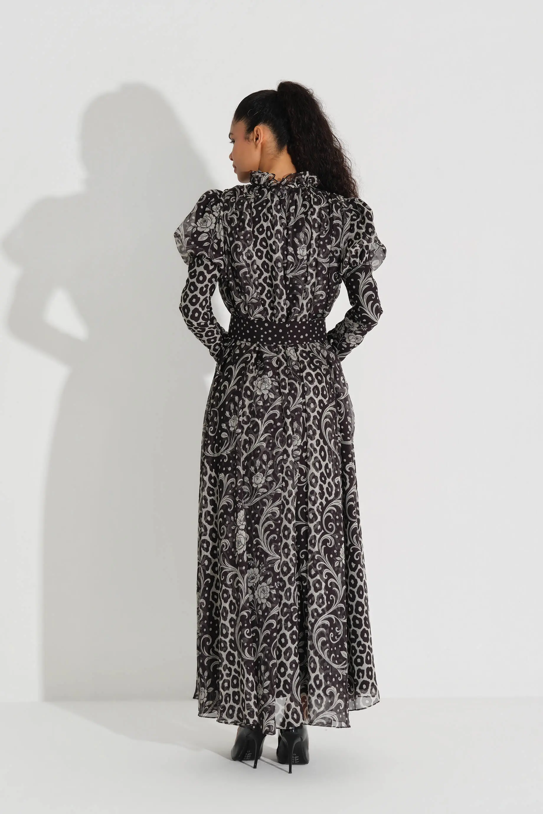 Leopard Print Corset Detail Dress – Black, photo 6