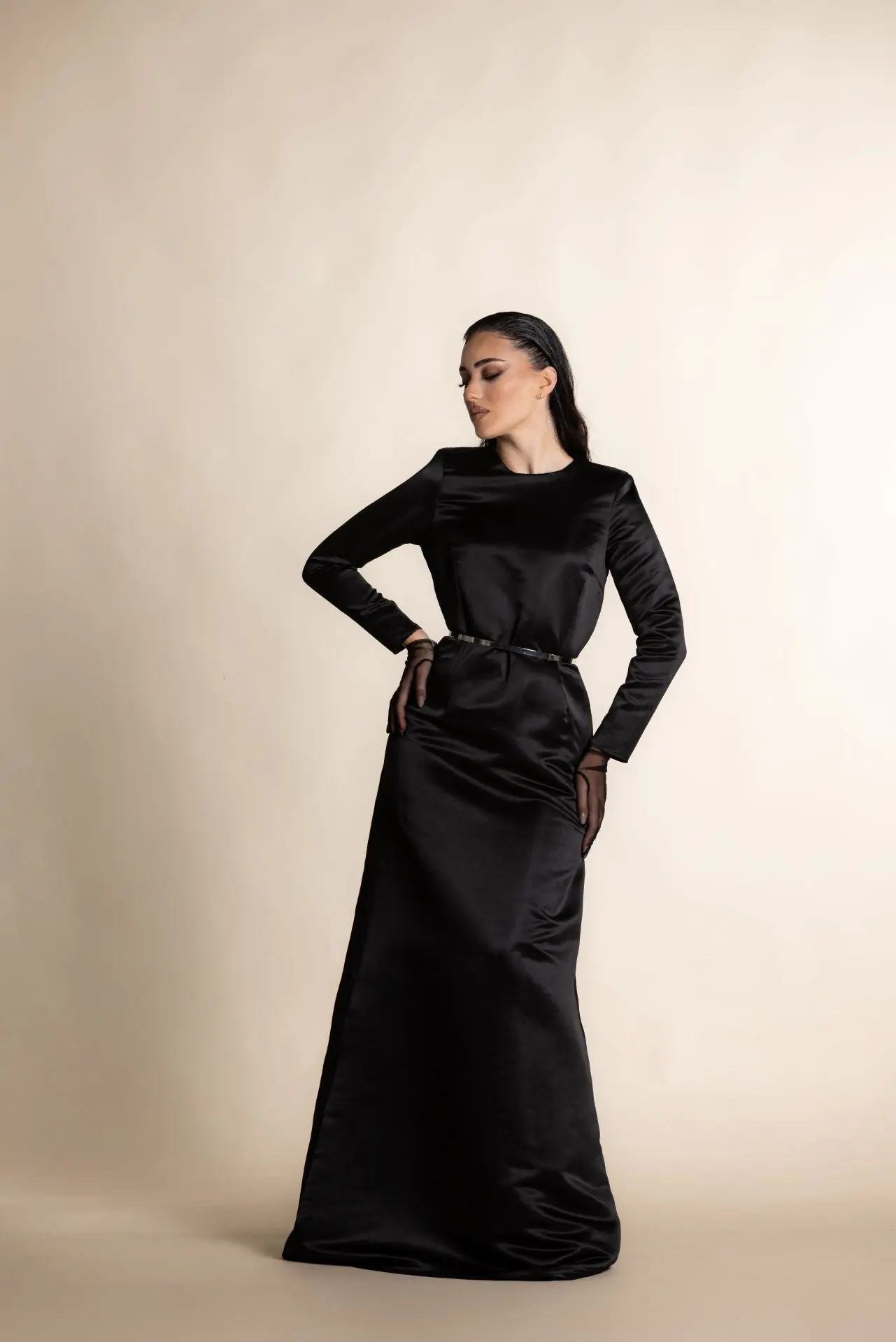 Elegant Dress With Belt – Black, photo 3