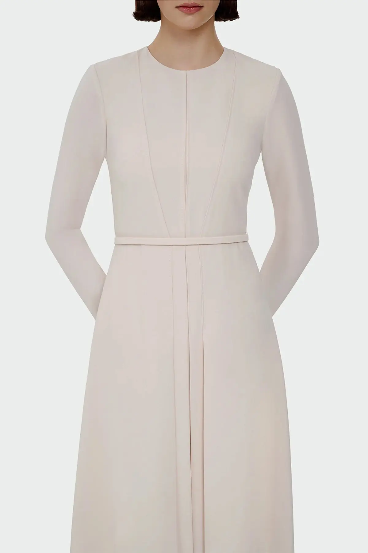 Pleated Belted Maxi Dress – Cream, photo 2