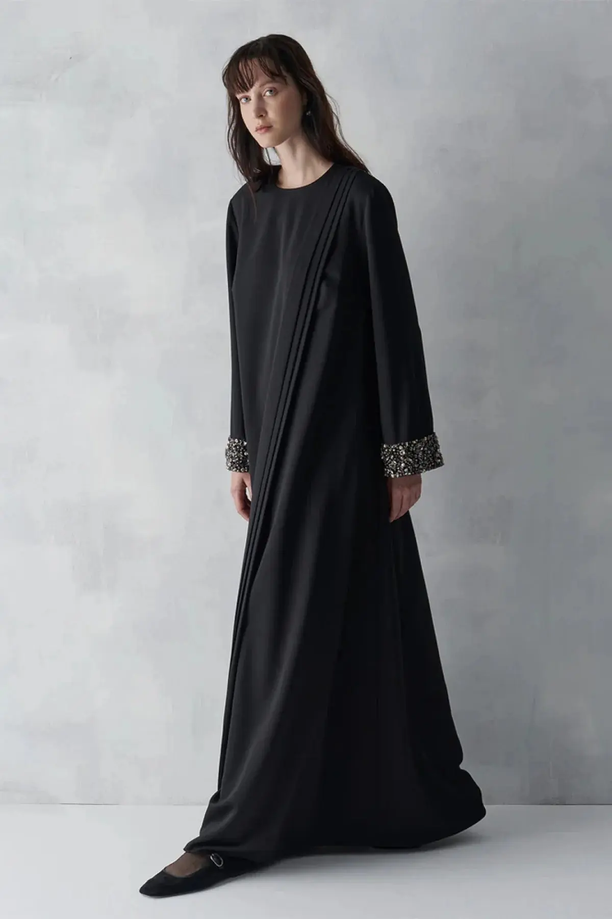 Embellished Cuff Evening Gown – Black, photo 5