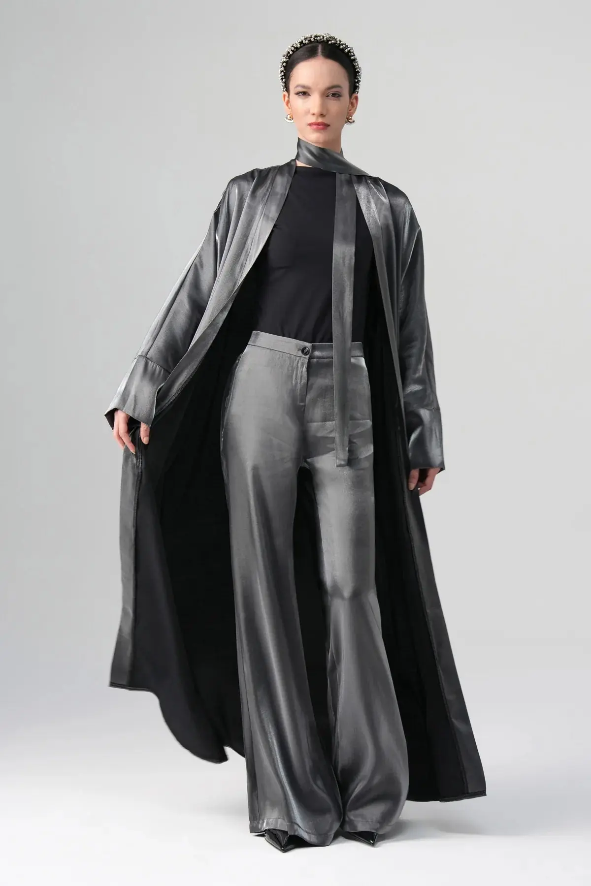 Sorelle Metallic Abaya - Gray, photo 5
