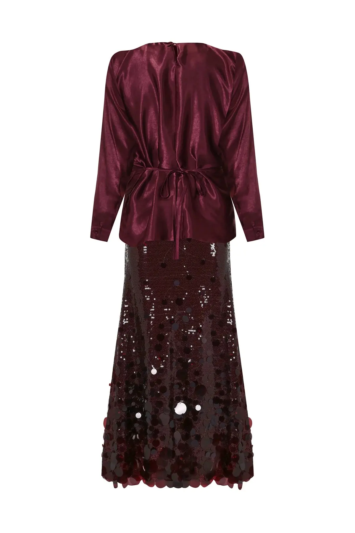 Sequin Embellished Maxi Skirt – Burgundy, photo 2