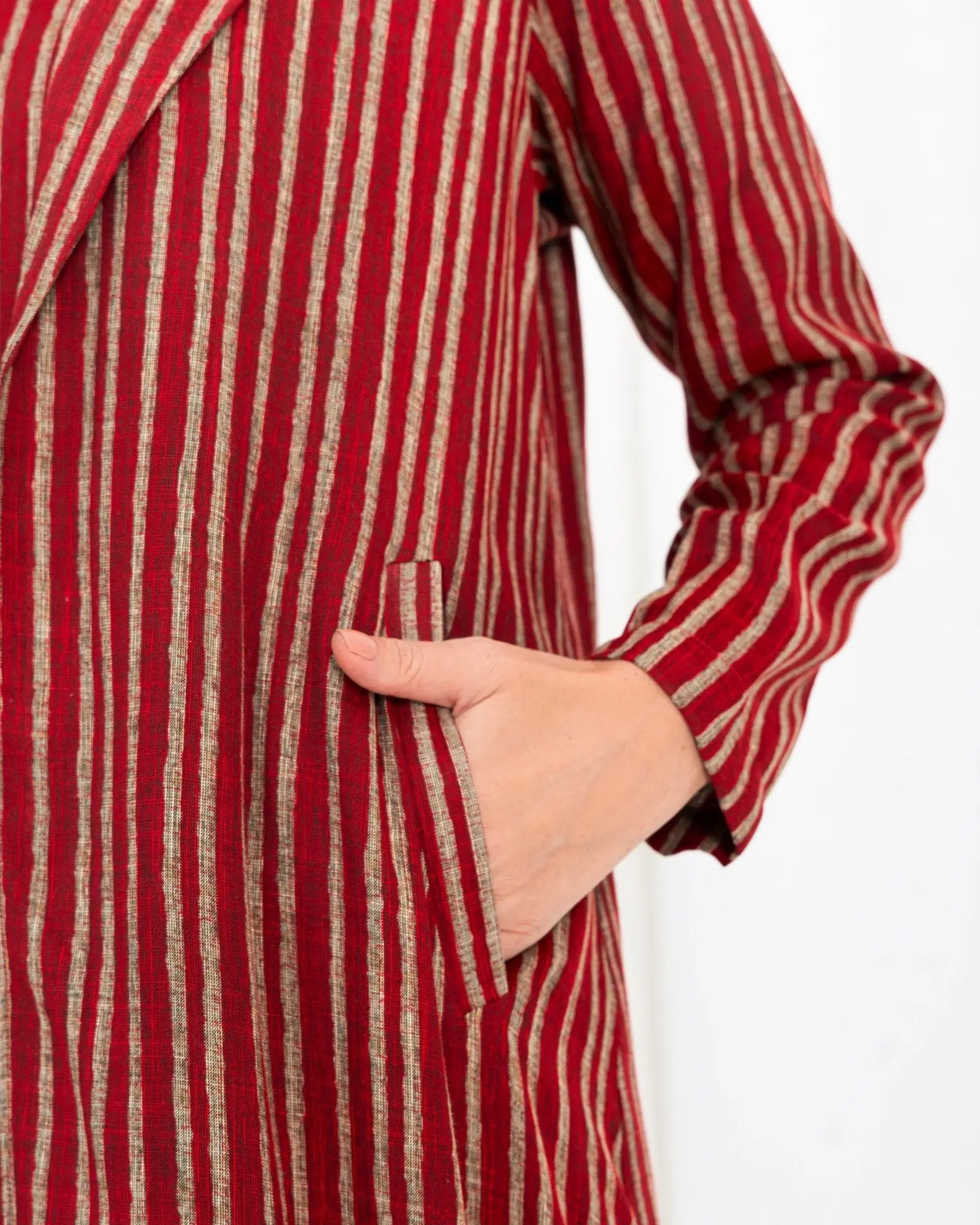 Maroon Stripe Jacket Abaya, photo 3
