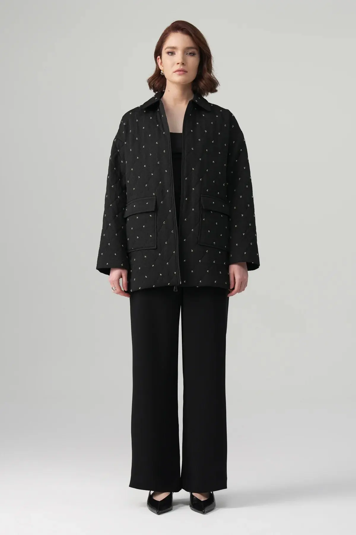 Mira Quilted Jacket & Trousers Set – Black