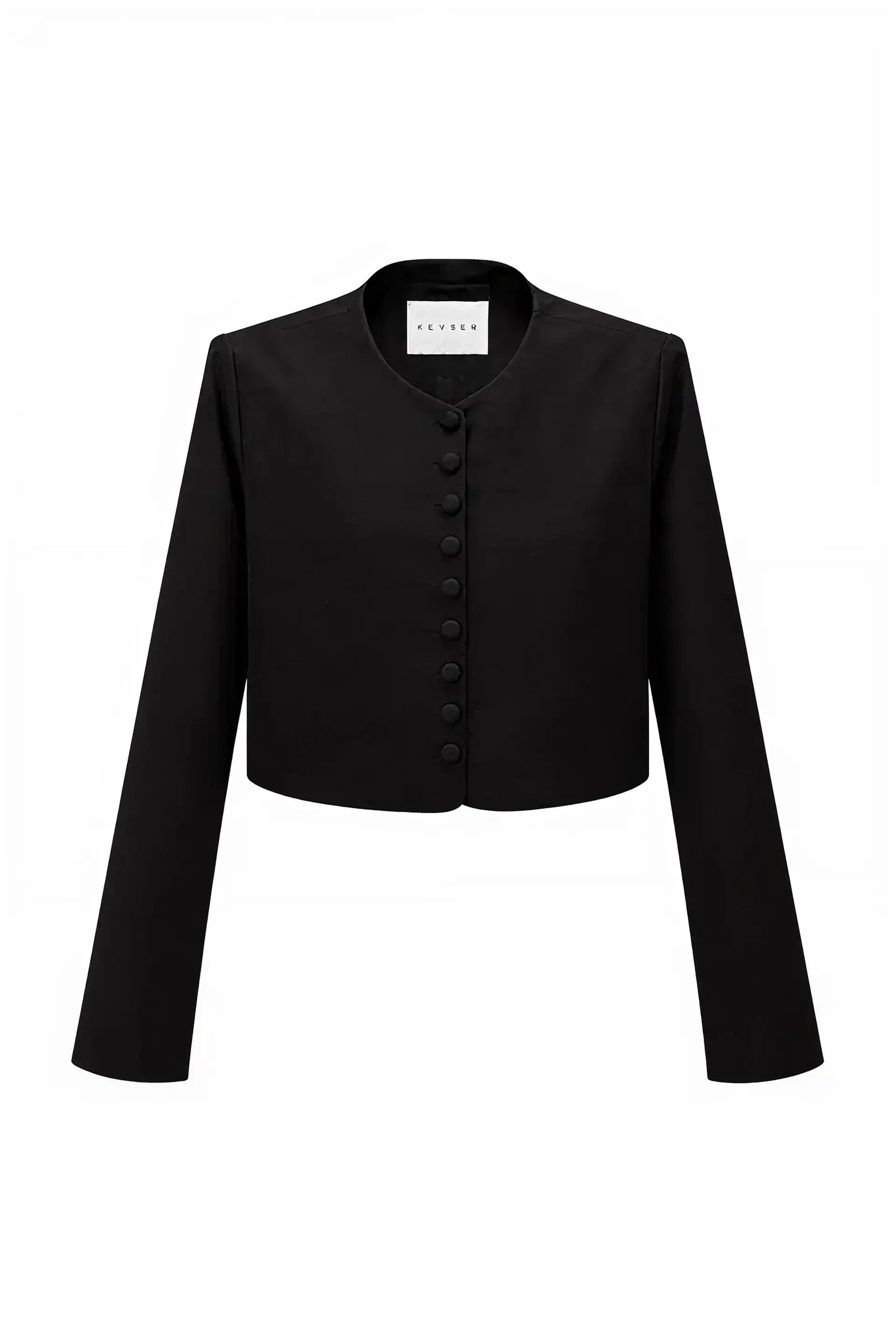 Structured Buttoned Taffeta Jacket – Black, photo 2