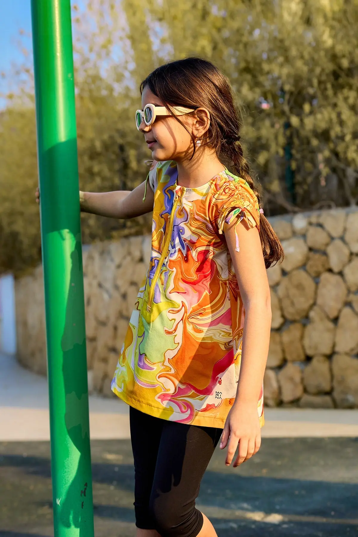Marina Kids Modest Swimsuit – Marble Yellow, photo 2