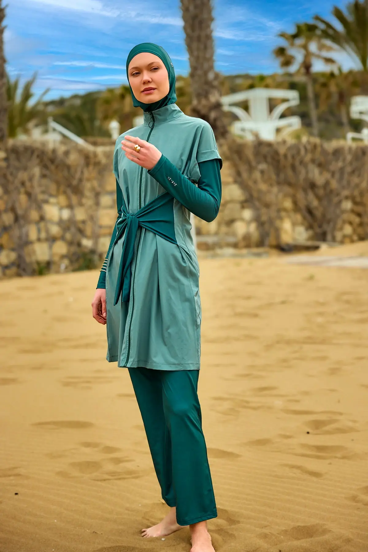 Modest Burkini Set Full Coverage Swimwear - Olive, photo 2