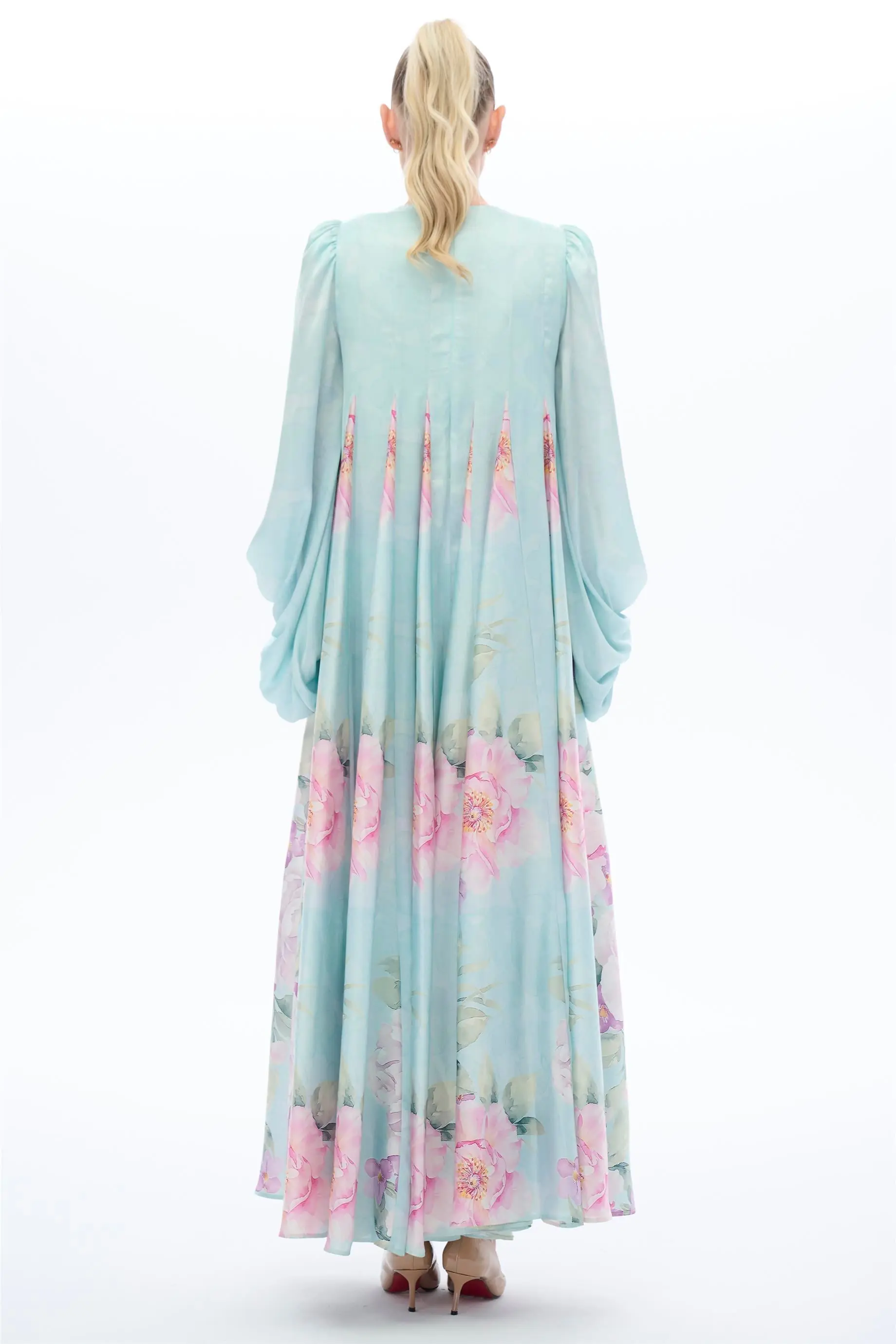 Mint Floral-Panel Pleated Maxi Dress, photo 4