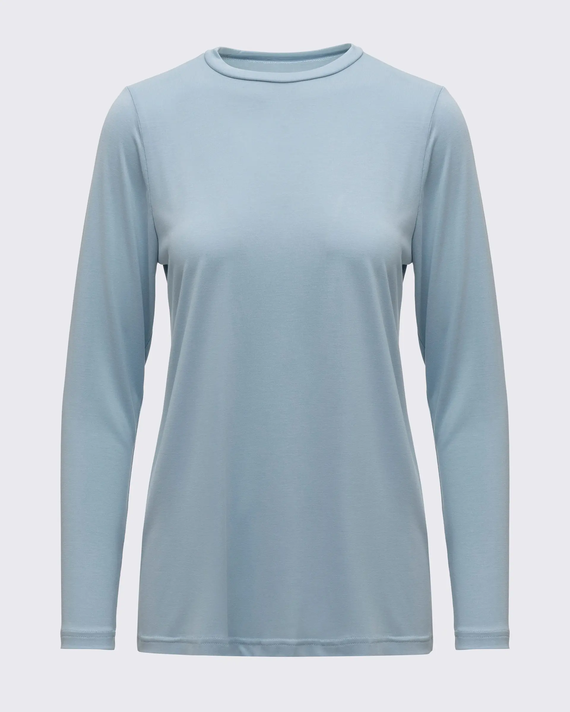 Modal Kumaşlı Uzun Kollu Basic Üst - Baby Blue