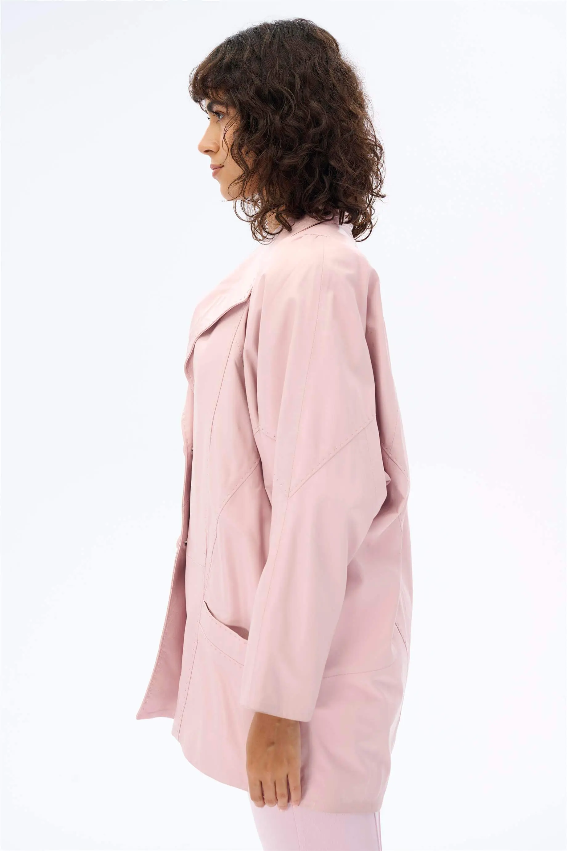 Oversized Leather Jacket – Pink, photo 3