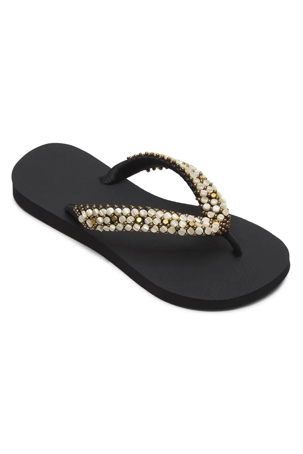 Lustre Sandal - Black with Mother of Pearl Beads, photo 2