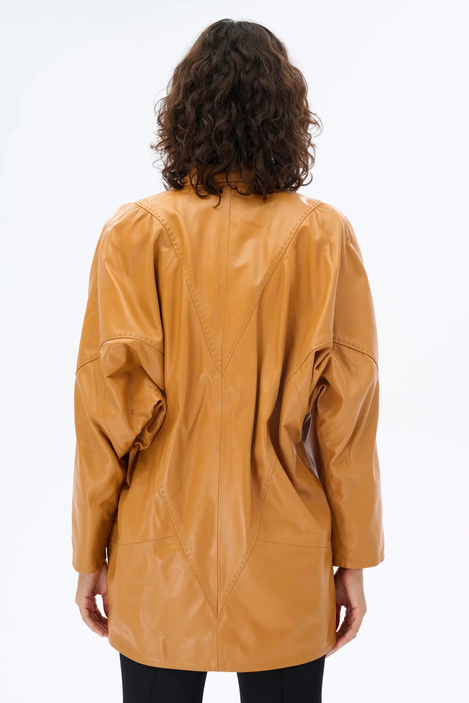 Oversized Leather Jacket – Camel, photo 4