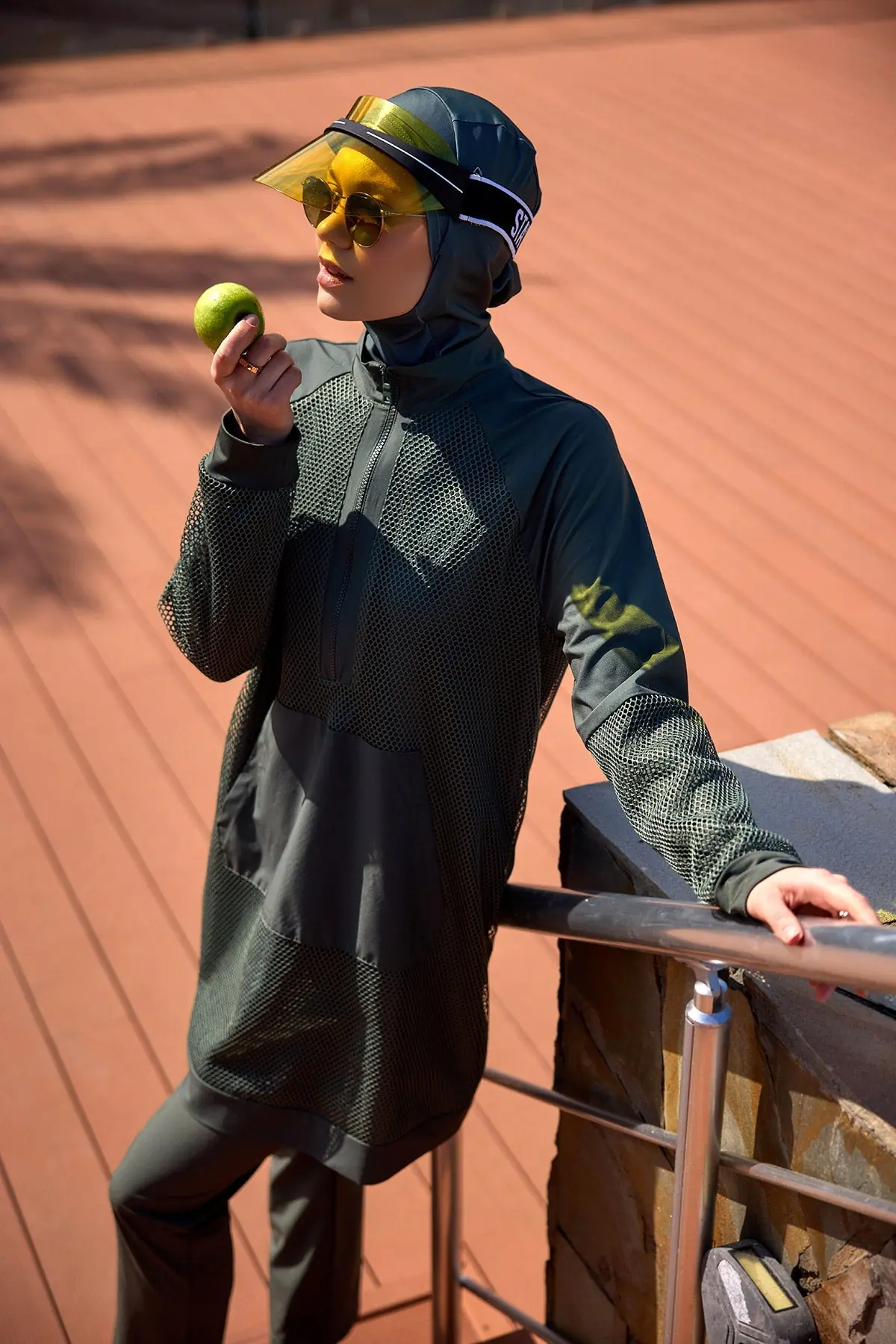 Khaki Full Coverage Tulle Detail Modest Swimwear Burkini Set M2534-3, photo 3