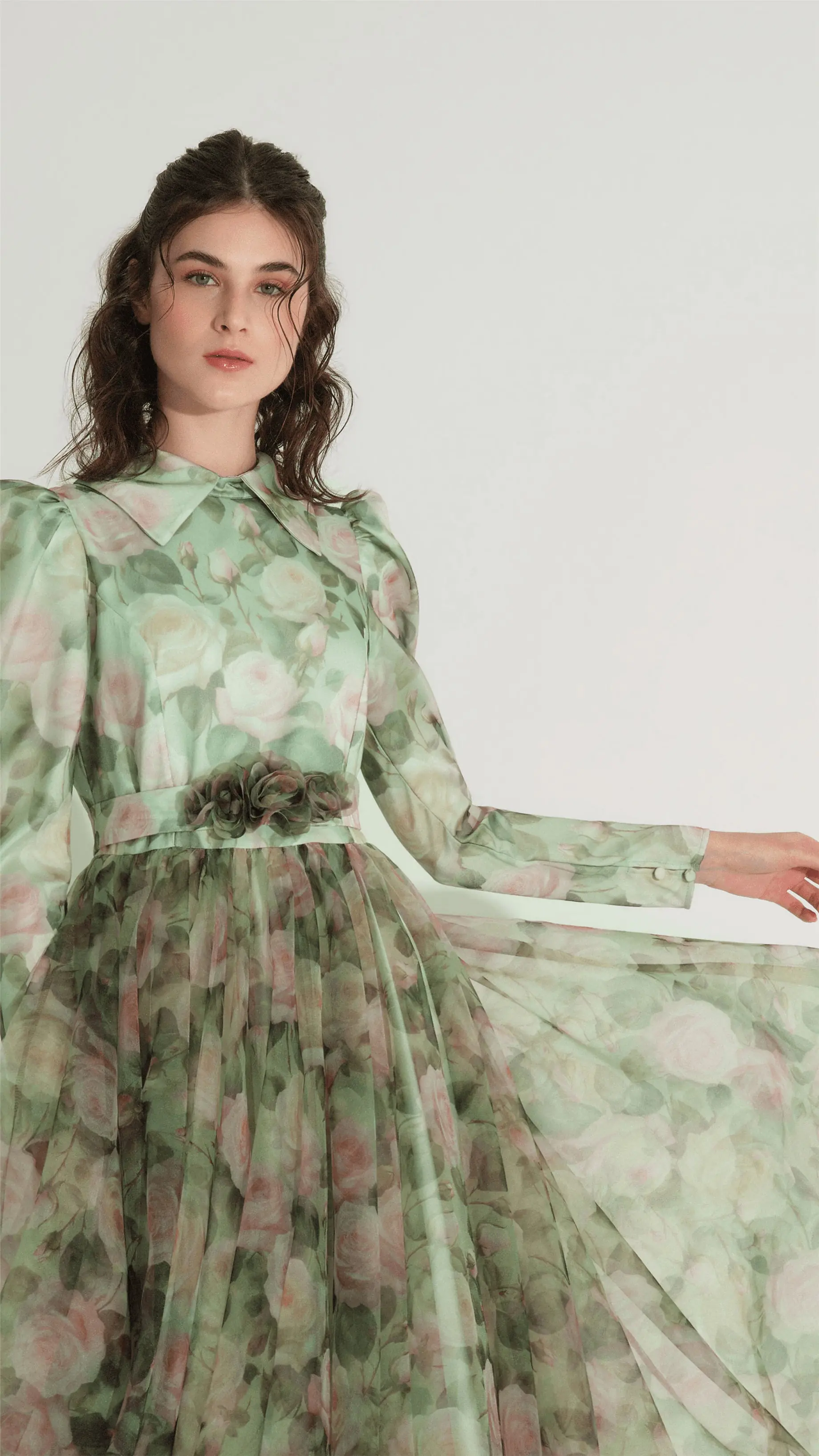 Belted Organza Dress – Green, photo 2