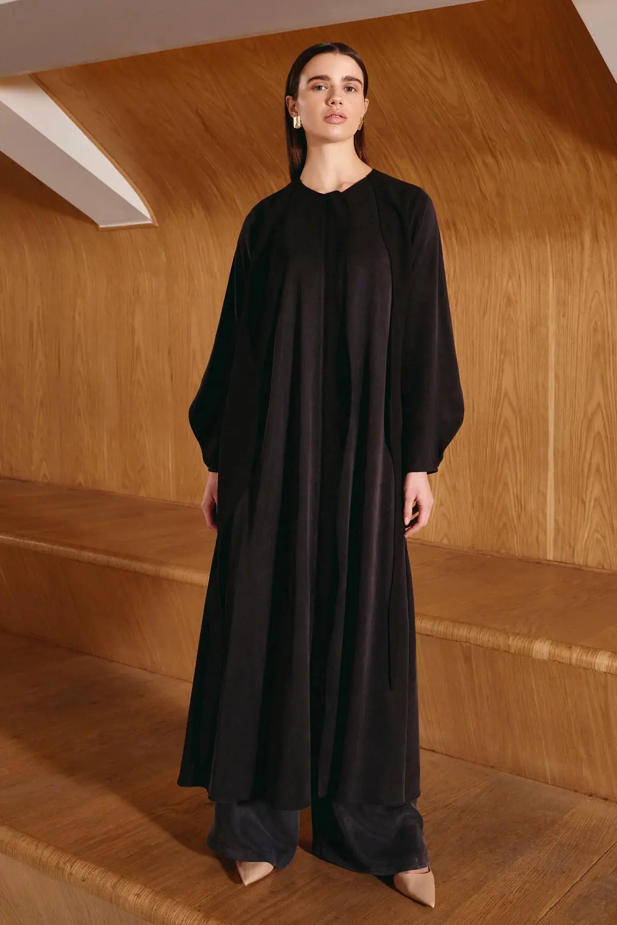 Long-Sleeve Tencel Abaya – Black, photo 2