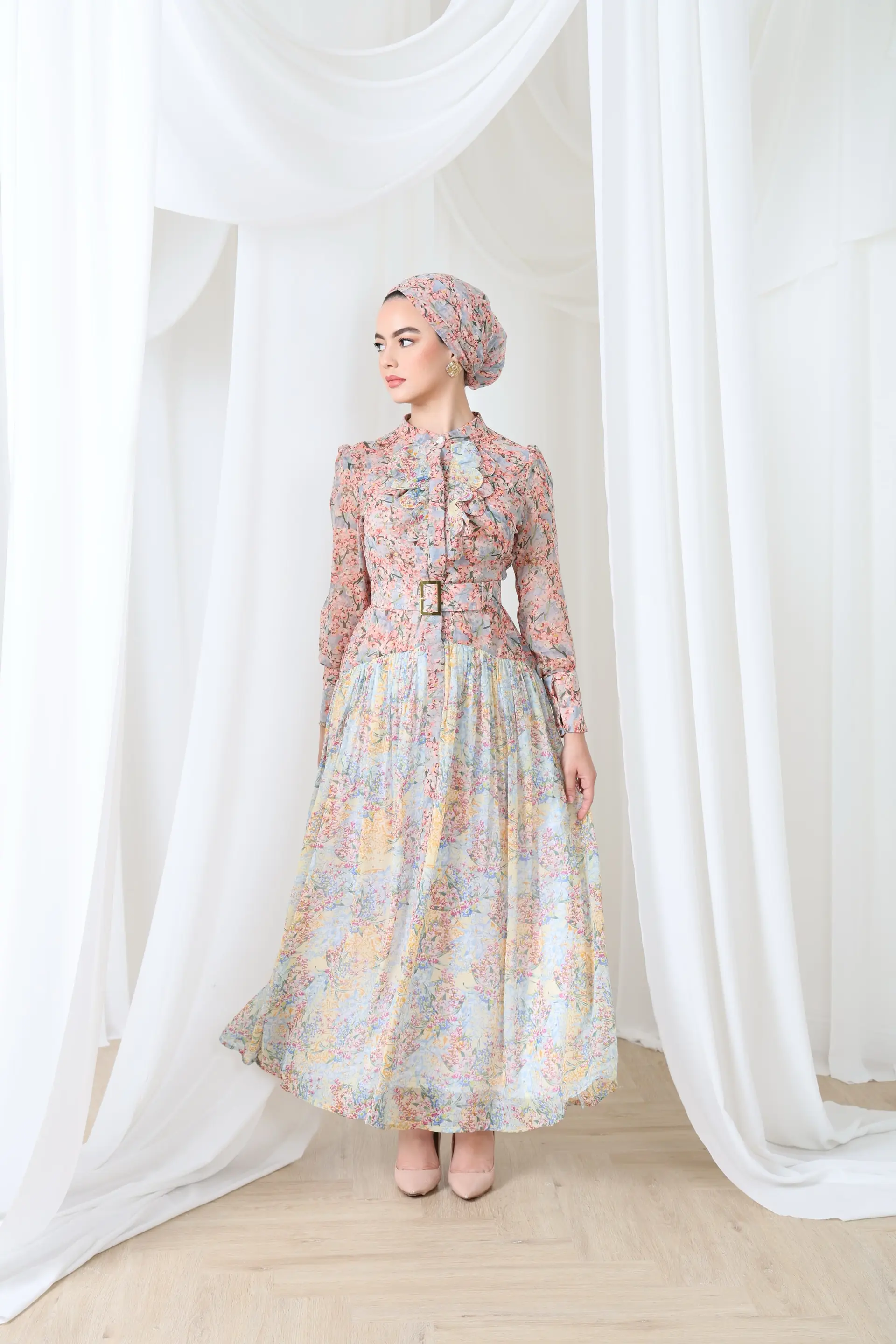 Soft – Pastel Floral Chiffon Maxi Dress | Modest Luxury, photo 6