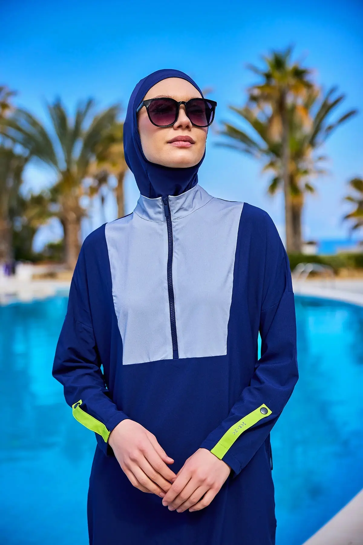 Full Coverage Modest Swimsuit Burkini - Navy, photo 3