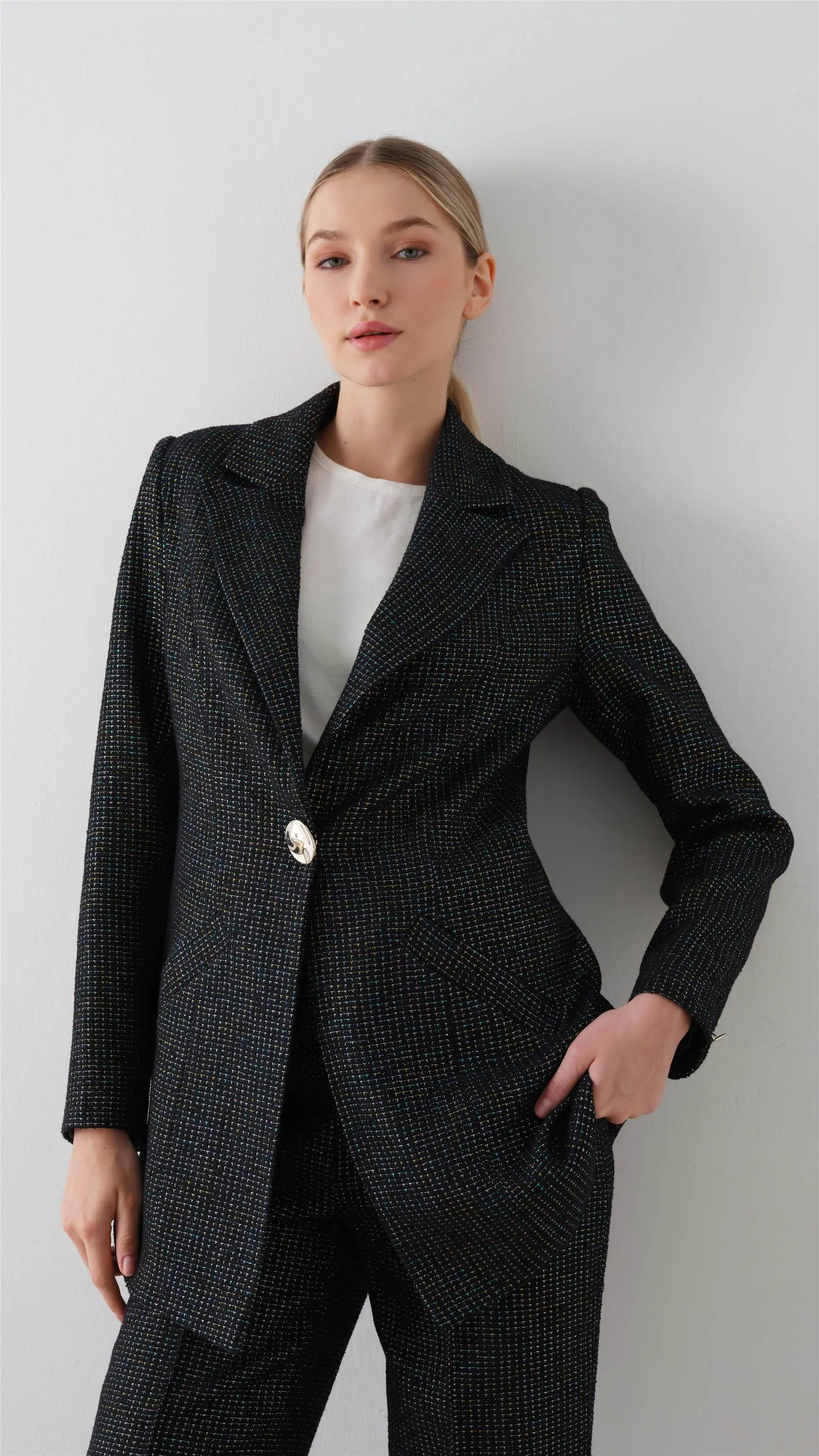 Lurex Tweed Suit Set – Navy, photo 3