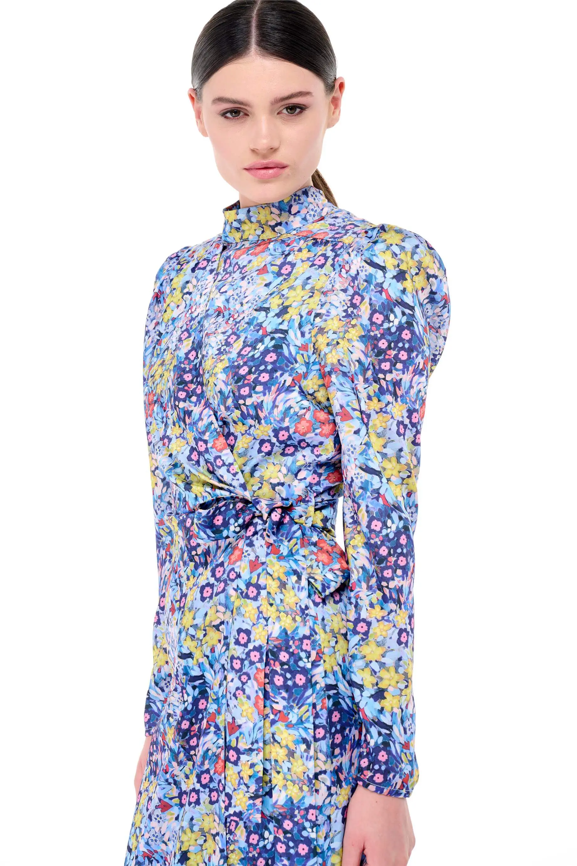 Floral Wrap Tie-Waist Dress – Purple, photo 4