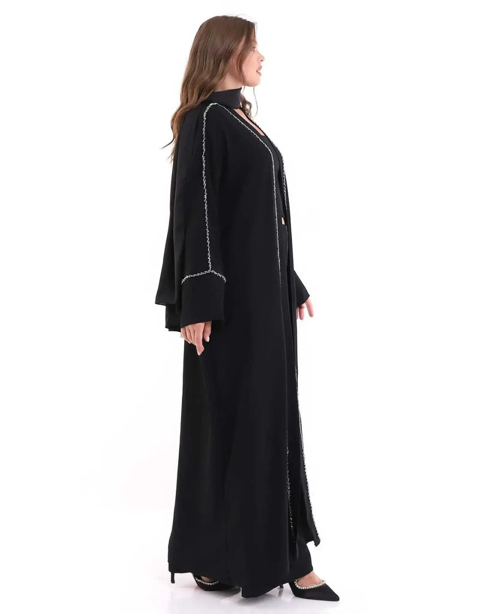 Avelin Crystal-Embellished Crepe Abaya – Black, photo 8