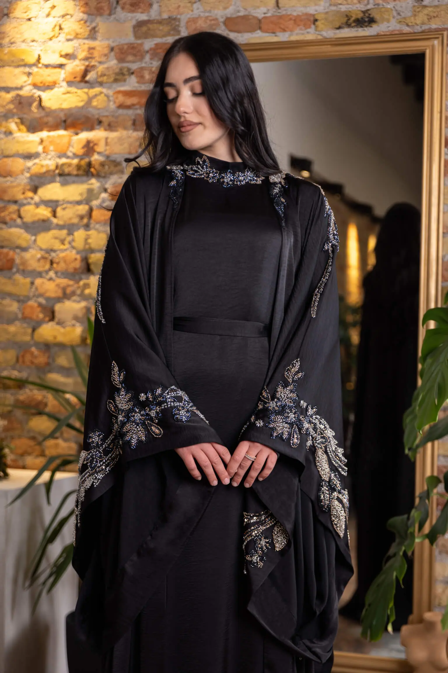 Femme Imperial Embellished Abaya – Black