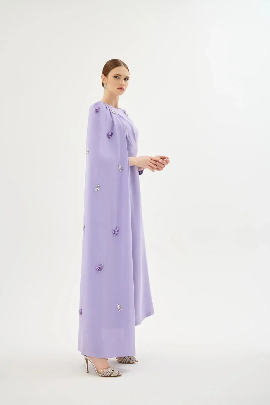 Liliowy Cape Detail Dress – Lilac, photo 3