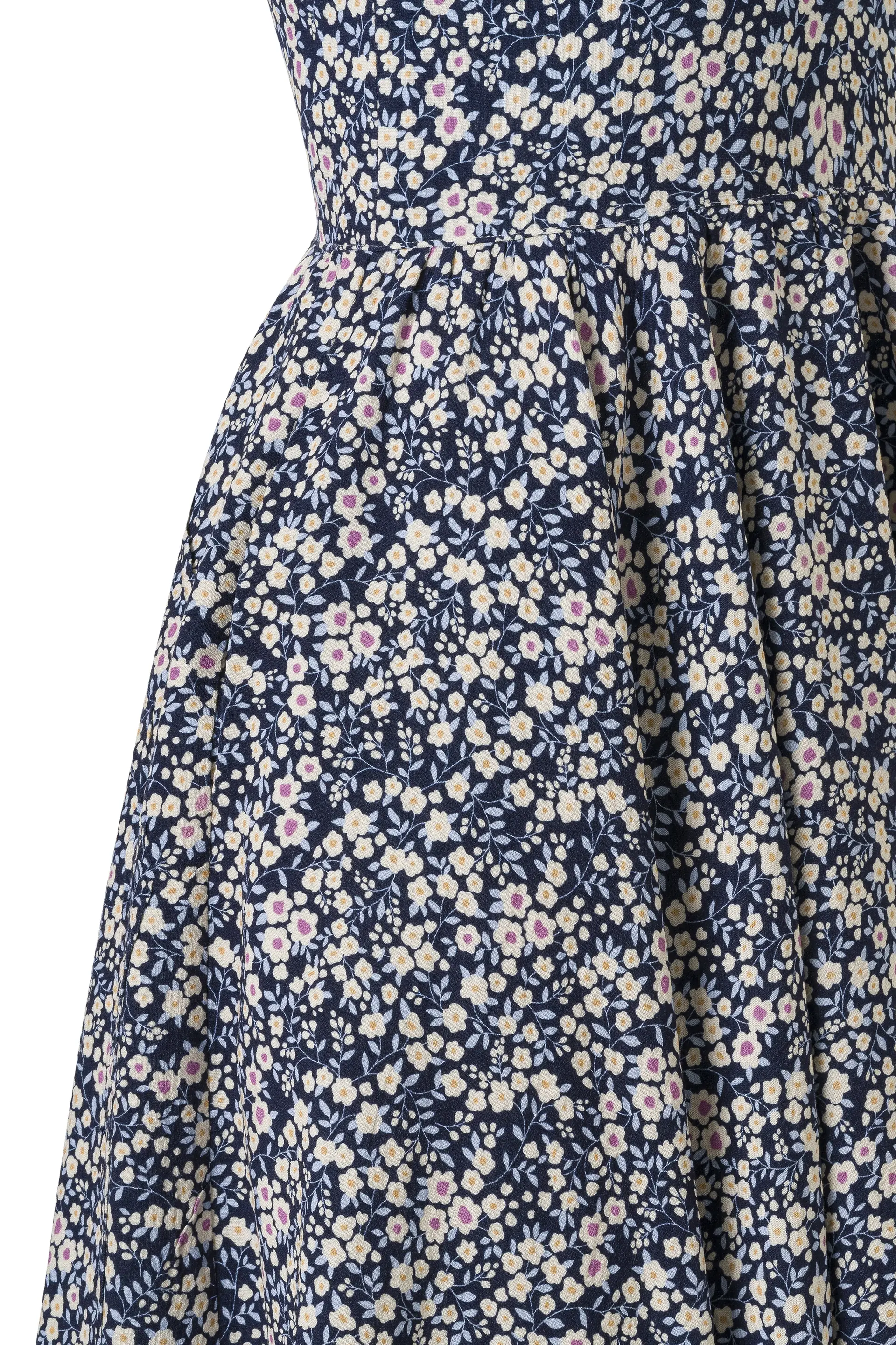 Harlow Navy-Yellow Small Floral Print Dress - Premium Cotton, photo 3