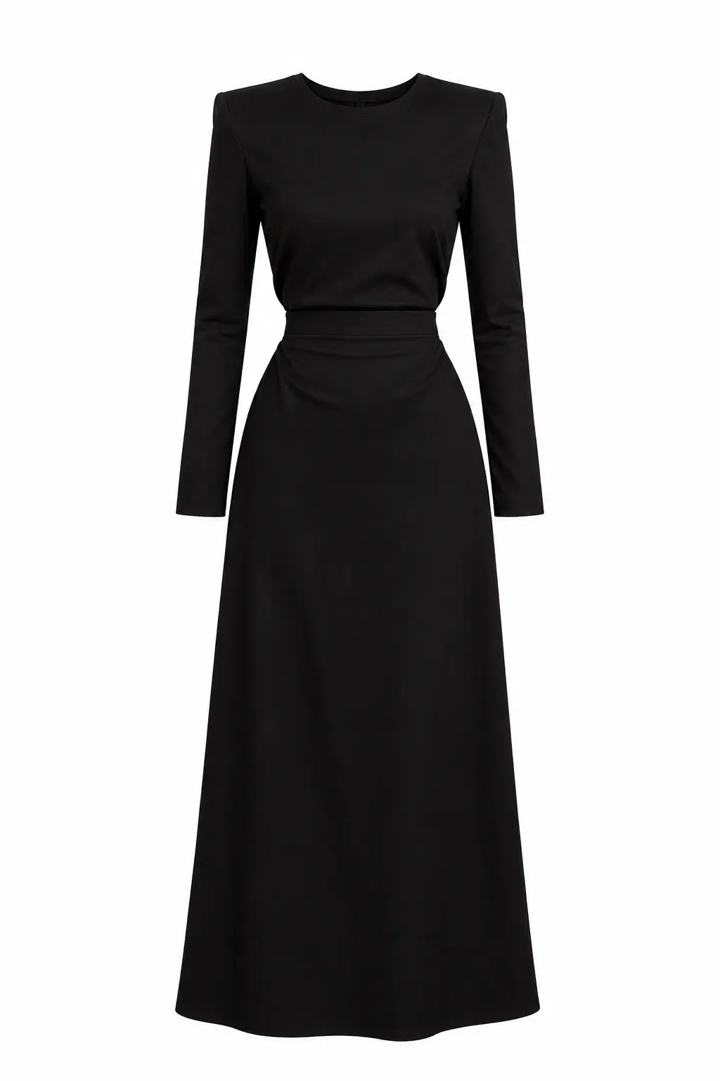 Cotton Belted Maxi Dress – Black