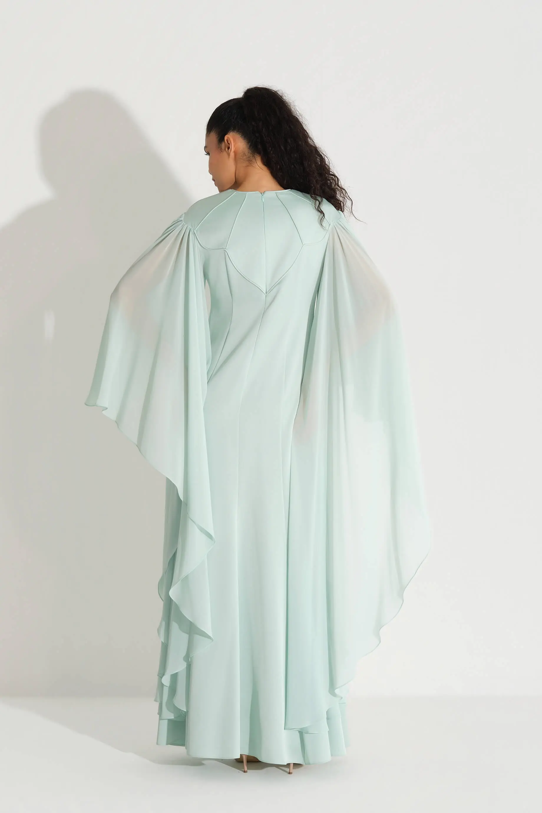 Piped Detail Chiffon Dress – Mint, photo 5
