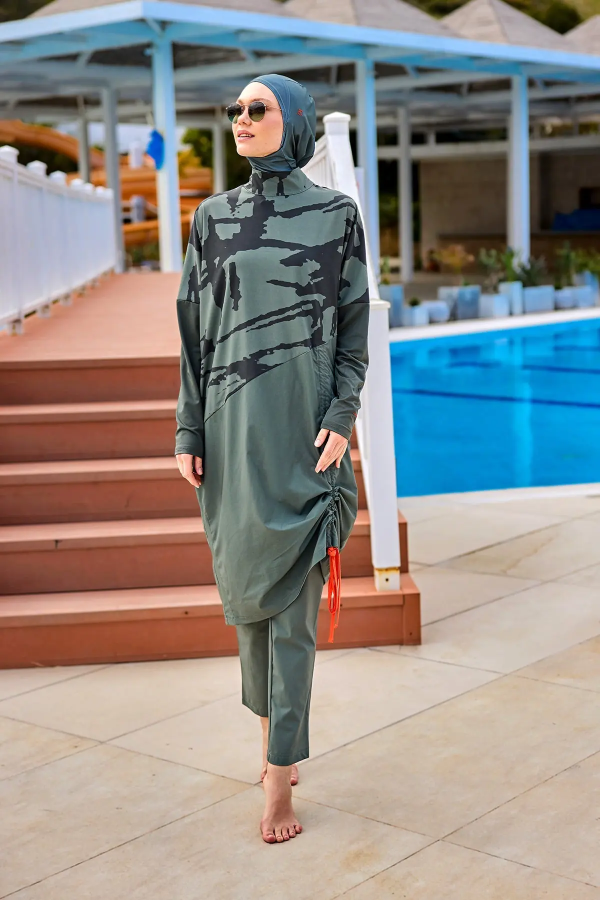 Khaki Full Coverage Modest Swimwear Burkini Set M2516, photo 5