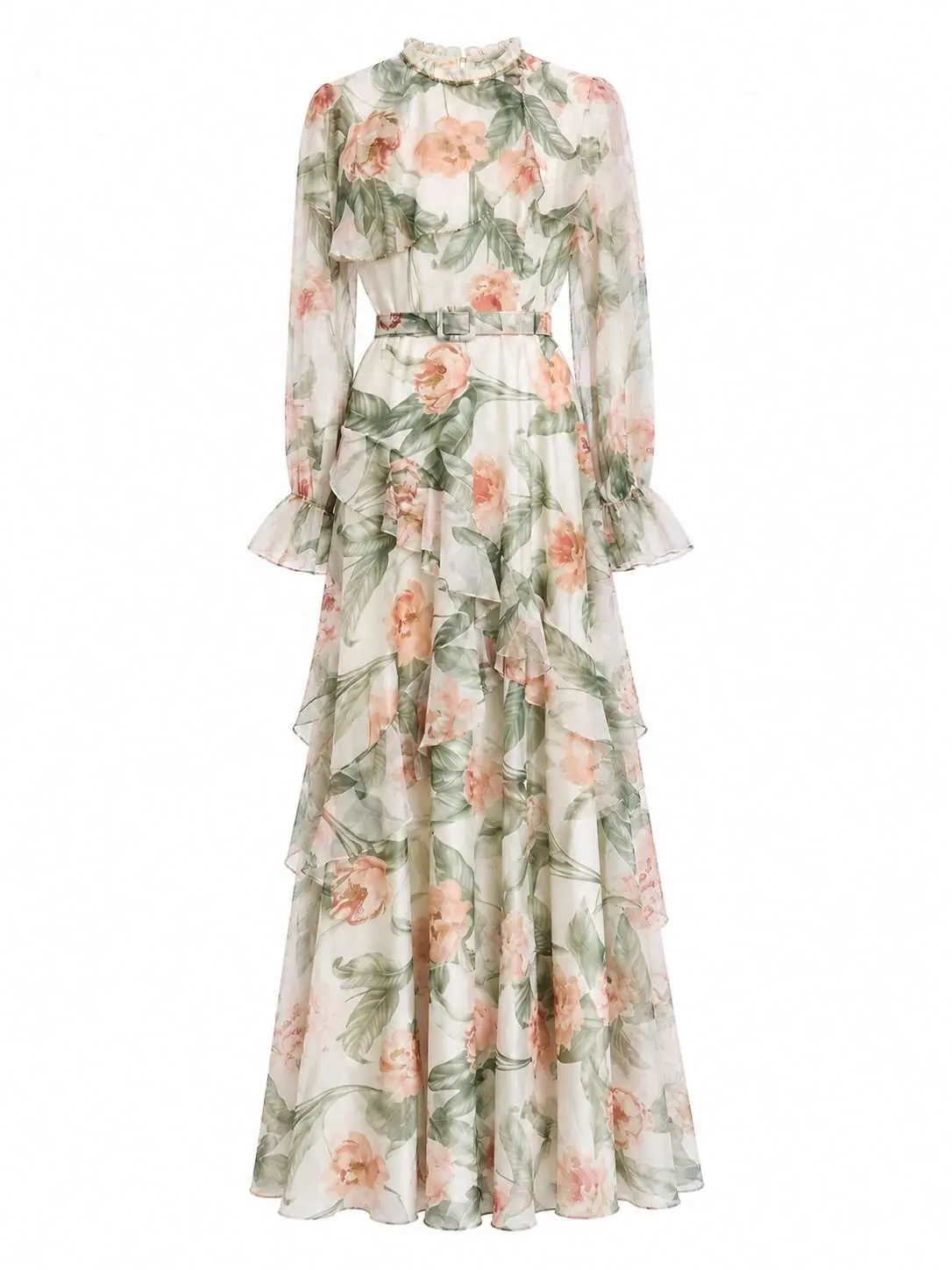 Florea Botanical Maxi Dress – Green & Peach
