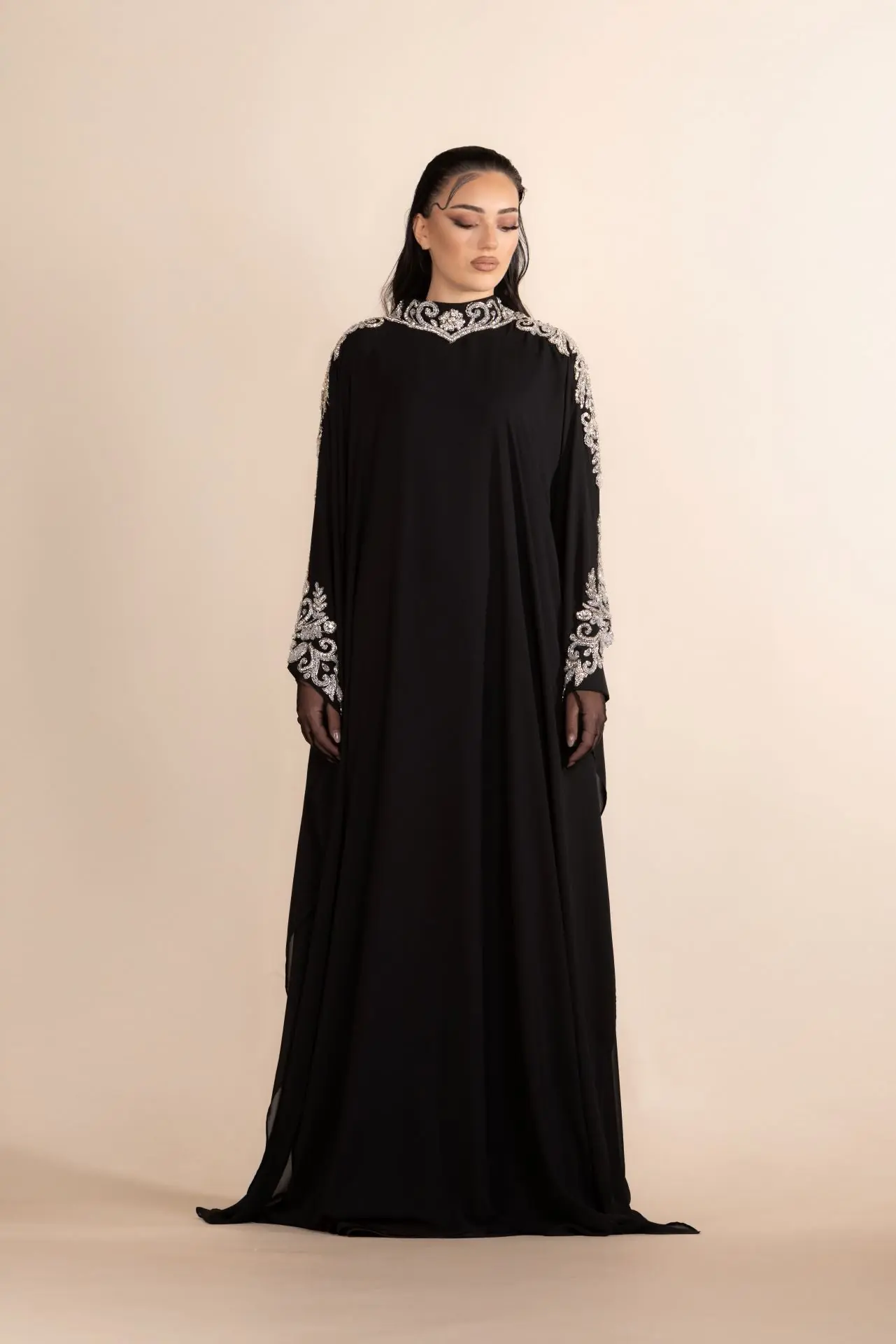 Shadow Star Embellished Abaya – Black