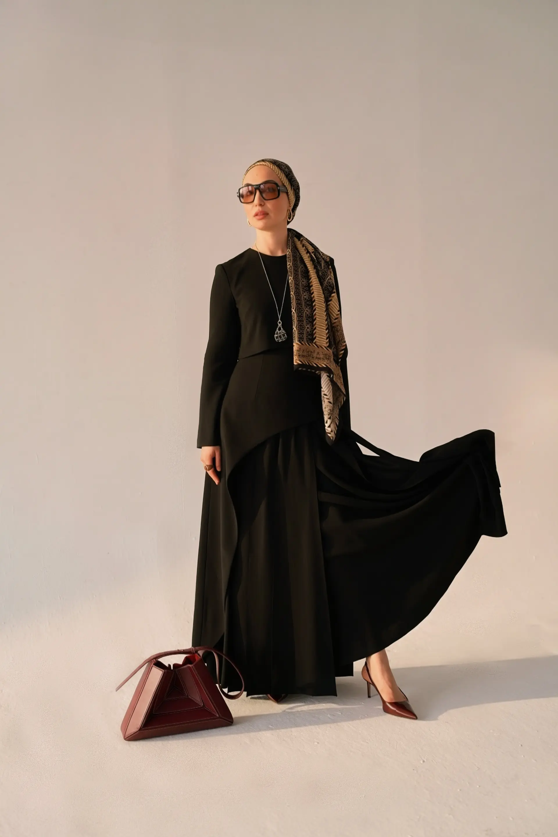Layered Maxi Evening Dress – Black, photo 8
