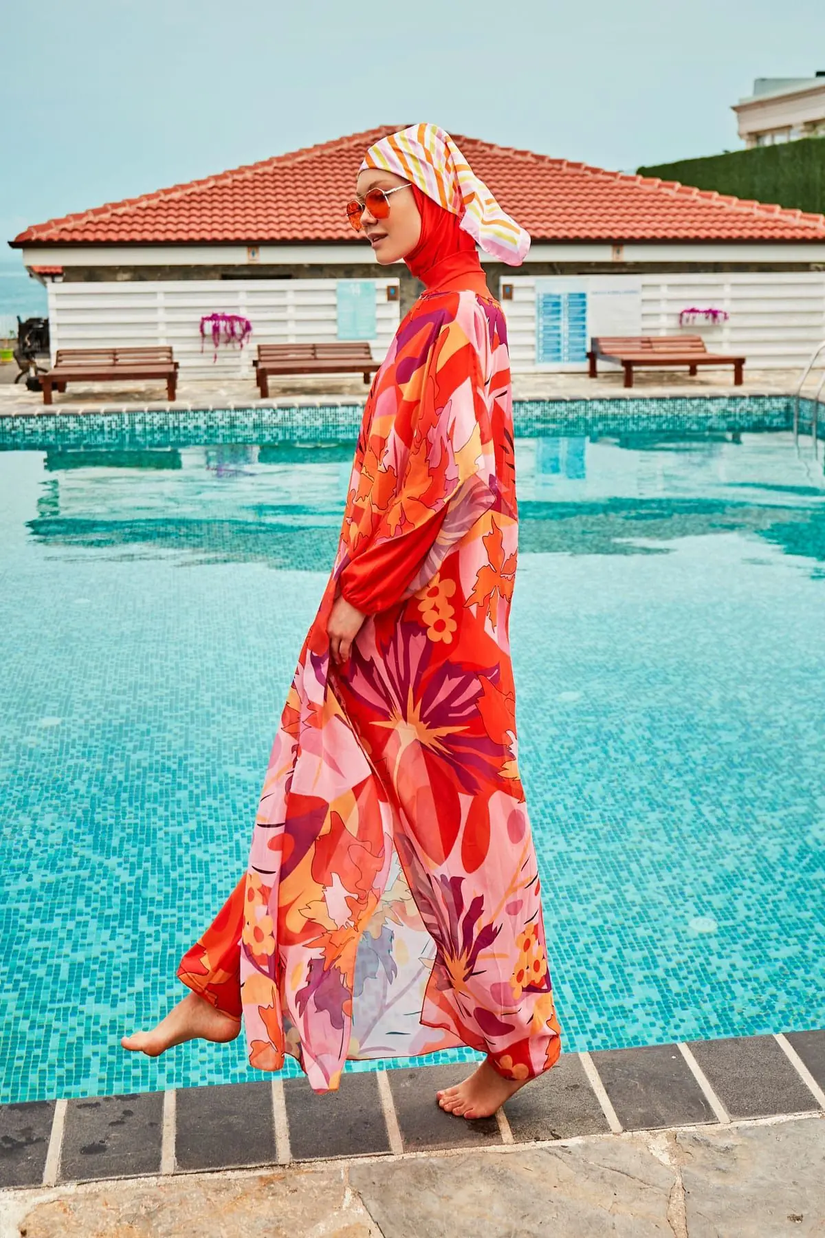 Lycra Orange Burkini Modest Swimwear M2317, photo 5