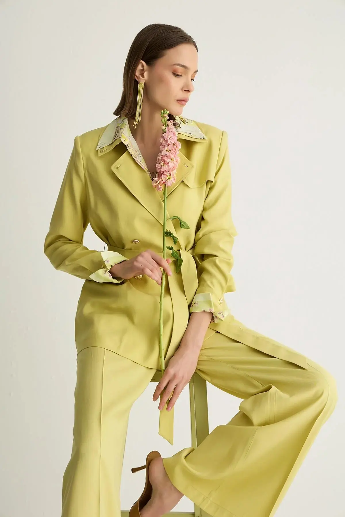 Ilkbahar Belted Cupro Jacket – Mimosa