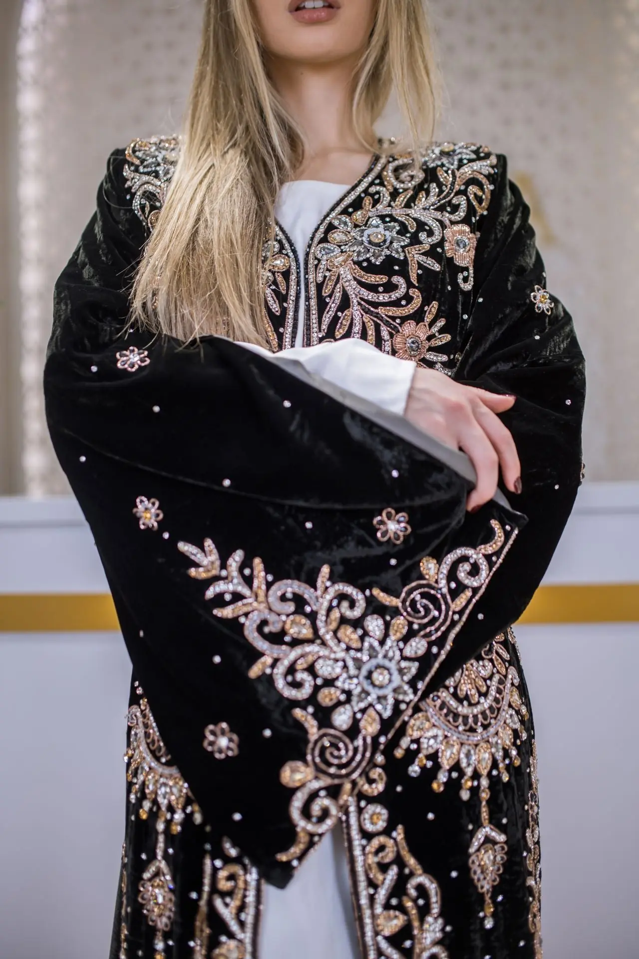 Velvet Empire Embellished Kaftan – Black, photo 2