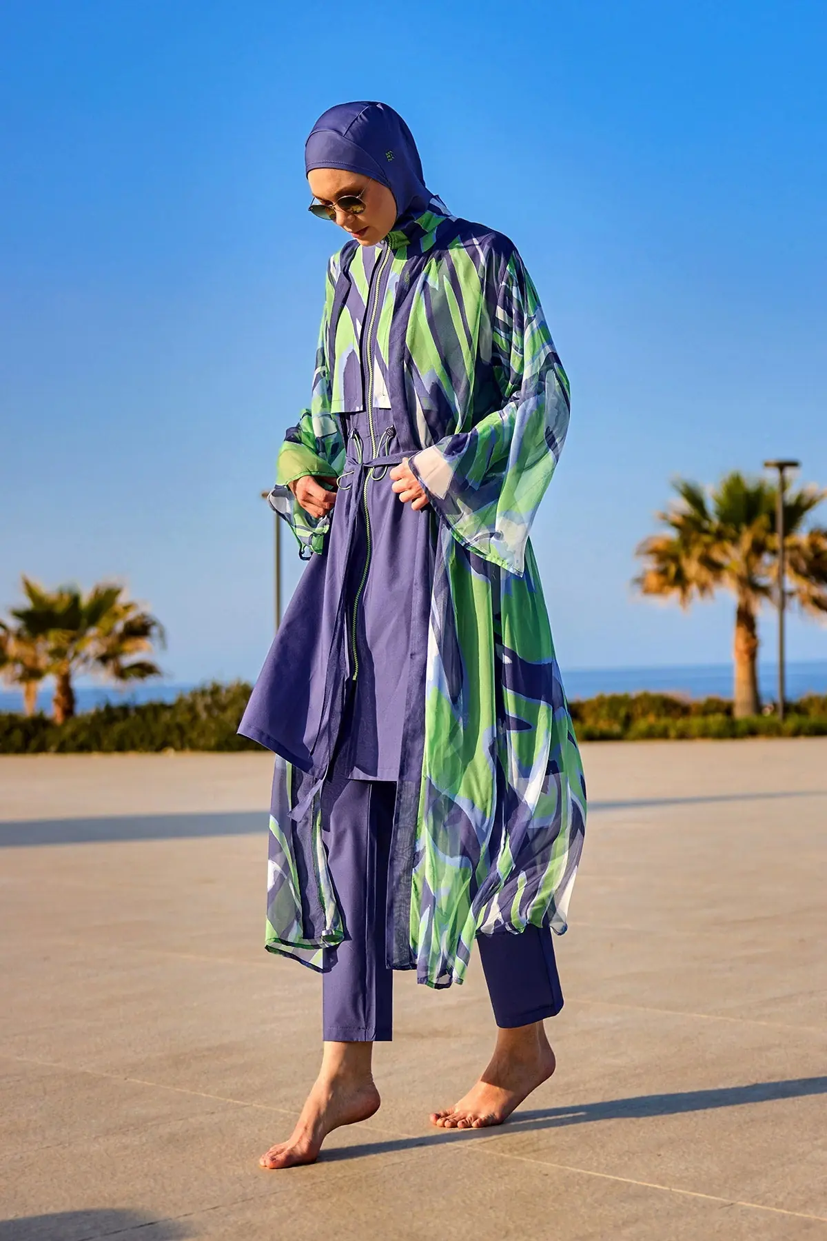 Marina Patterned Silky Kimono - Colorful, photo 3