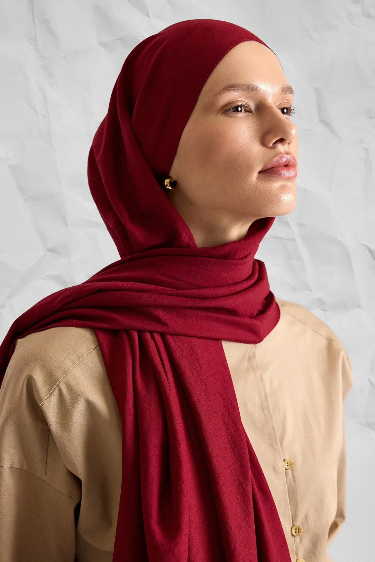 NOBLE TOUCH Cotton Shawl – Bordeaux, photo 2