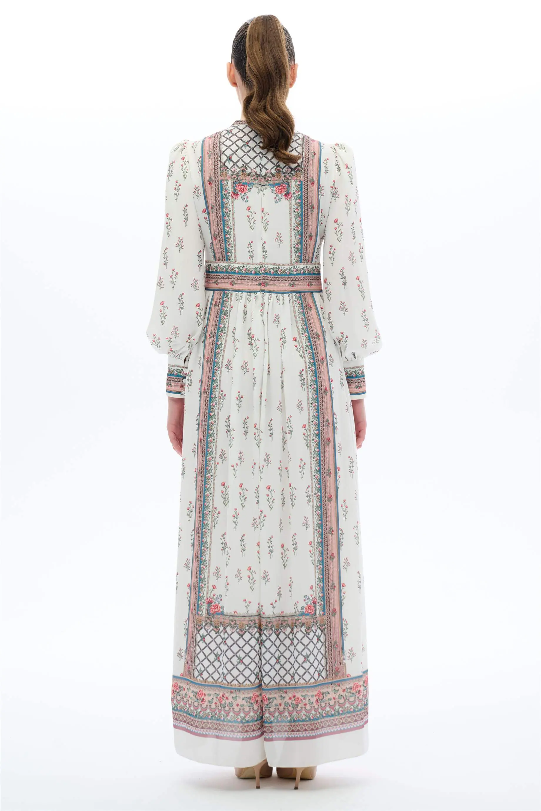 Panel Pattern Maxi Dress – White, photo 4