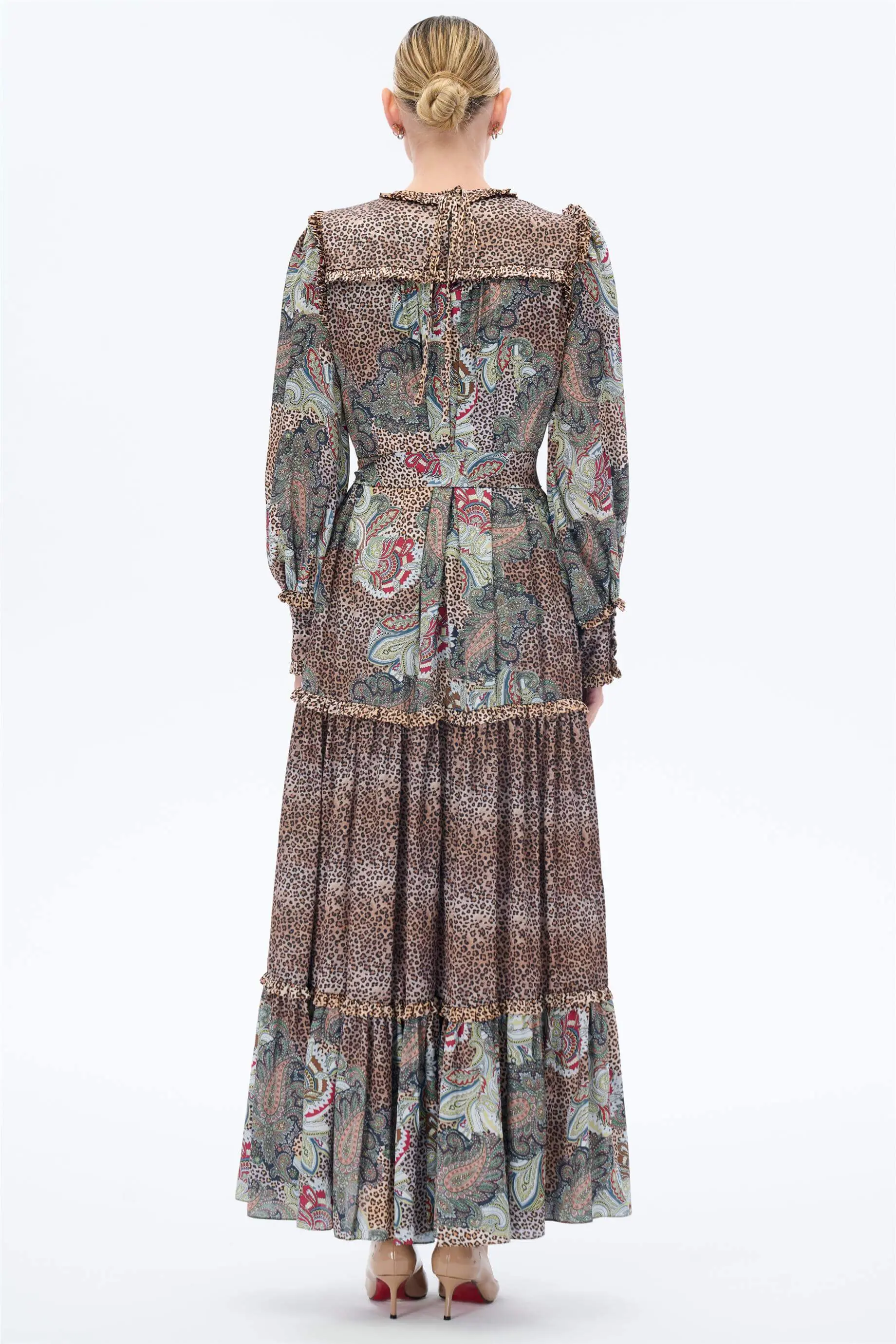 Ethnic Print Belted Maxi Dress – Green, photo 3