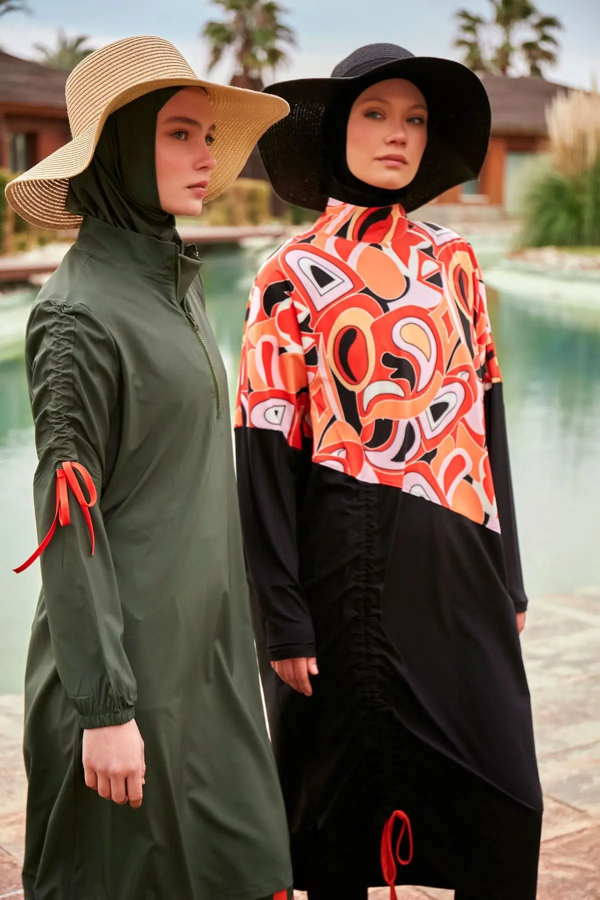 Woven Khaki Burkini Modest Swimwear M2432, photo 2