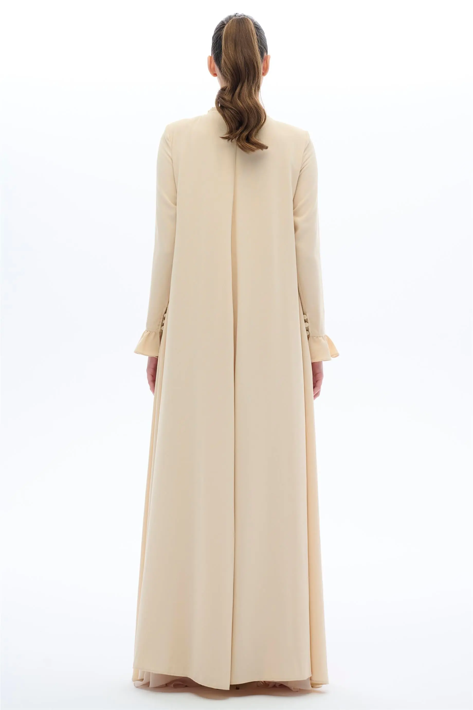 Ruffled Panel Dress – Beige, photo 4