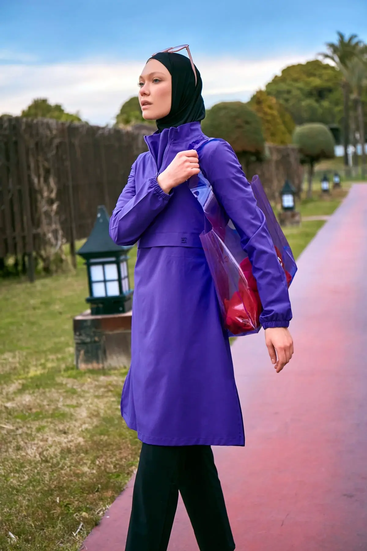 Woven Purple Burkini Modest Swimwear M2409, photo 6
