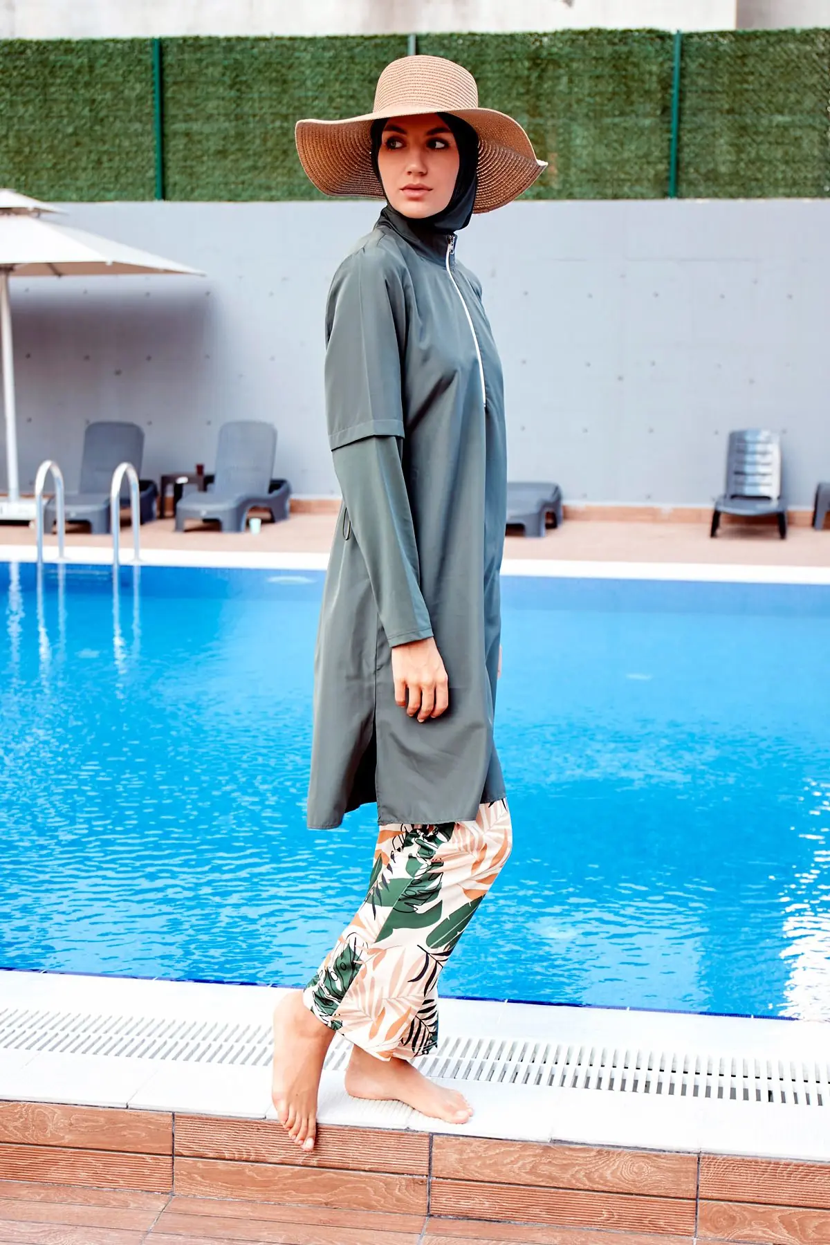 Woven Khaki Burkini Modest Swimwear M2261, photo 3