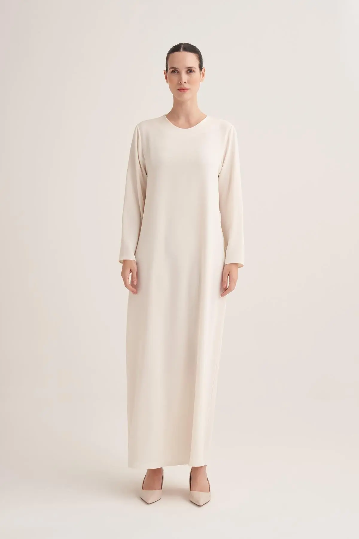 Crepe Minimalist Maxi Dress – Cream