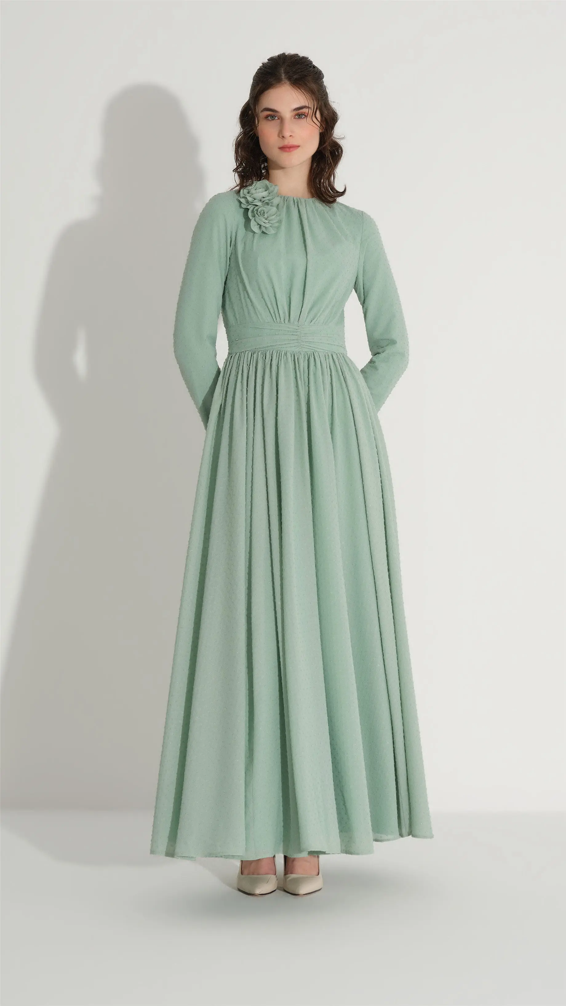 Floral Detail Glitter Dress – Mint, photo 3