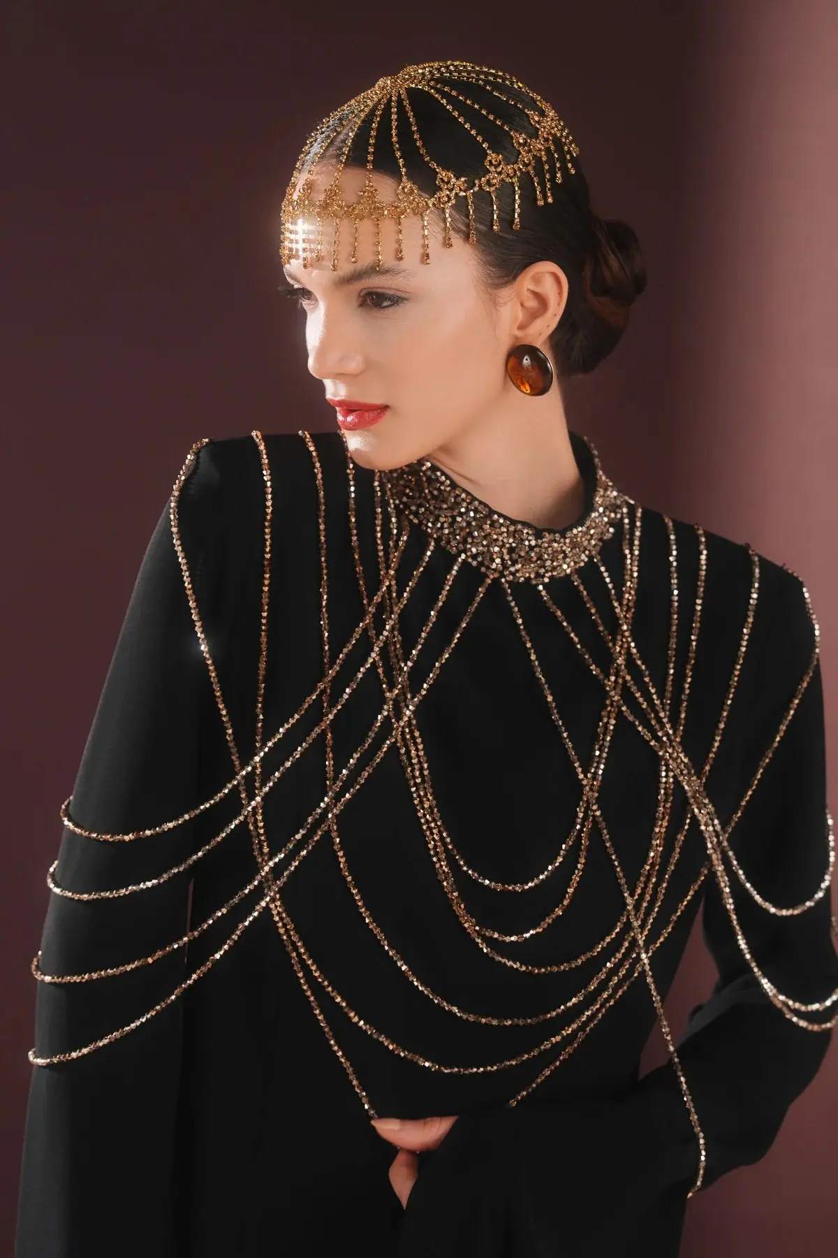 Calista Chain Detail Maxi Dress – Black, photo 4
